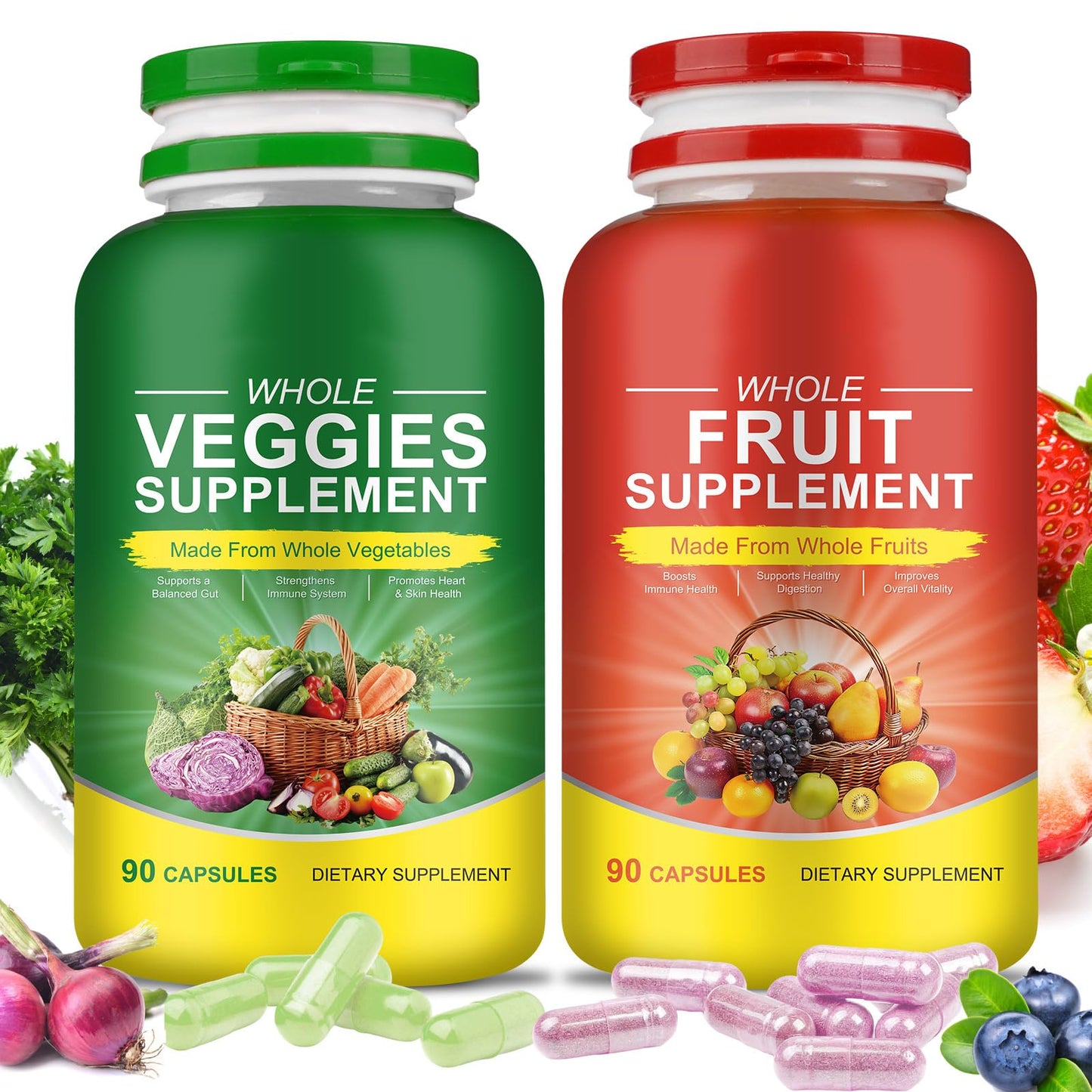 Fruits & Veggies Supplements - 2 Bottles 180 Total Vegetarian Capsules | BalanceNatural Vitamins Supplement Dietary Nutritional Balance,Lngredients Blended Vitamin & Mineral Whole Food Supplement RuduwuBuy Supplements Australia