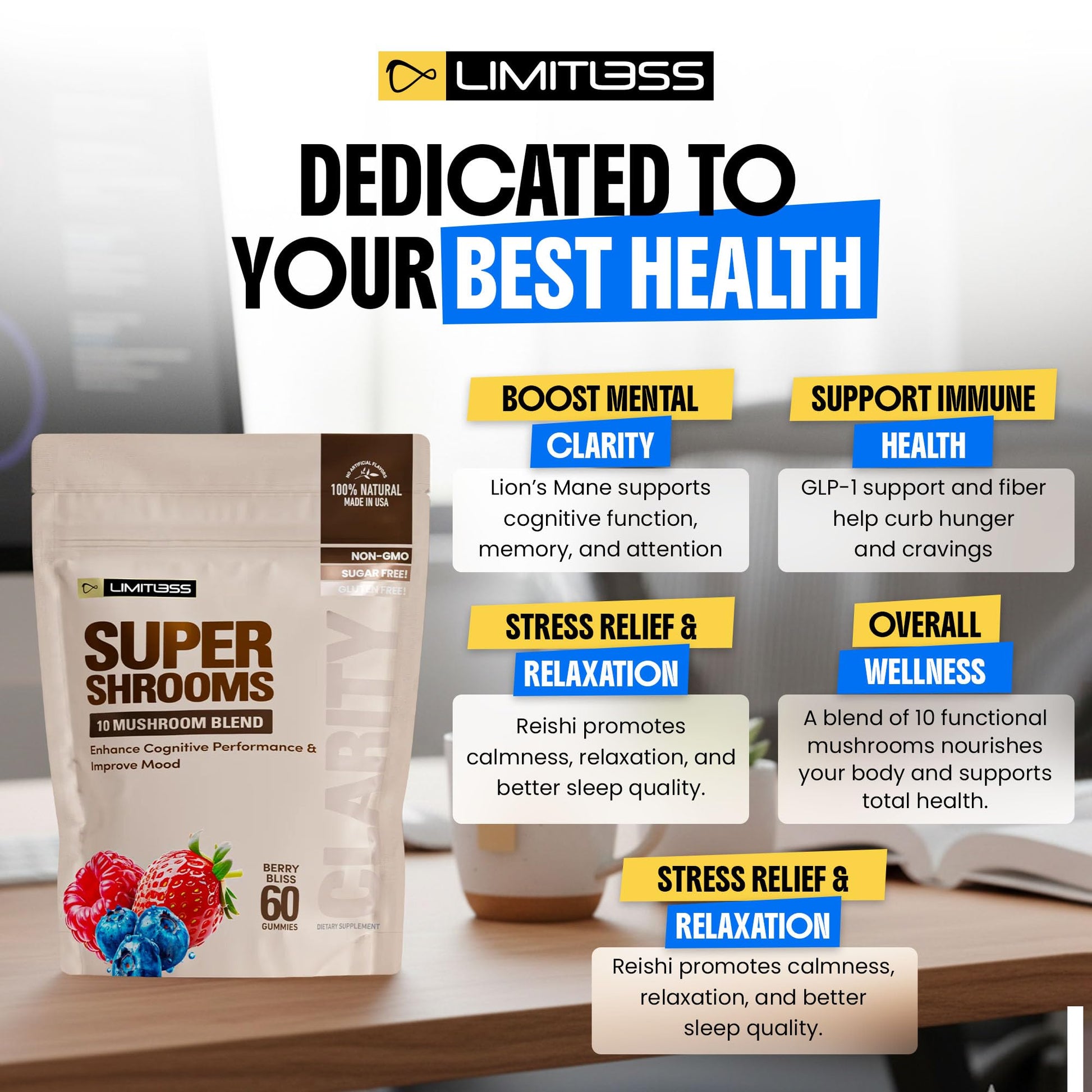 Limitless Supershrooms Smart Focus Gummies - 30 Day Supply LIMITLESS XBuy Supplements Australia