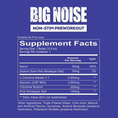 REDCON1 Big Noise RTD Pre Workout Drink, Rainbow Candy - Caffeine-Free Ready-to-Drink Preworkout to Improve Strength + Pumps - Niacin + Citrulline Malate Nitric Oxide Support (12 Bottled Drinks)
