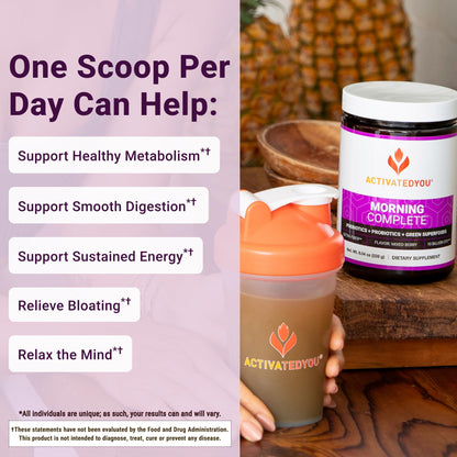 ACTIVATEDYOU Morning Complete Super Greens Powder Drink Mix - Gut Health Boost with Prebiotics, Probiotics, & Antioxidants - 10 Billion CFUs, Mixed Berry Flavor - Greens Superfood Powder - 3 Pack ACTIVATEDYOUBuy Supplements Australia