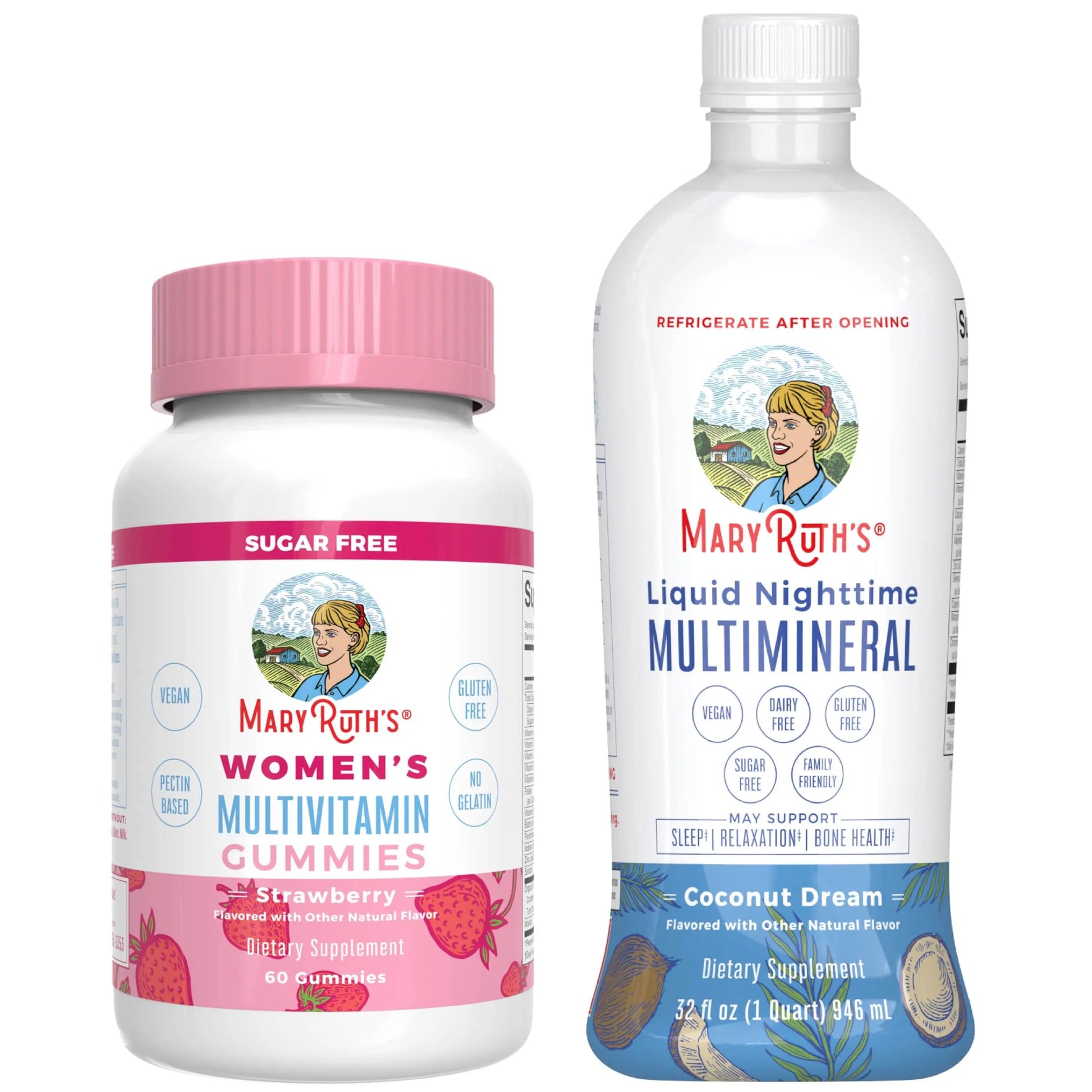 MaryRuth's Multivitamin Gummies for Women (Strawberry) & Liquid Nighttime Multimineral (Coconut, 32oz) | Clean Label Project Verified MARYRUTH'SBuy Supplements Australia
