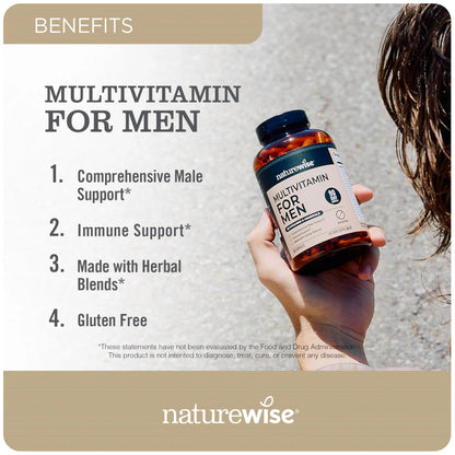 NatureWise [1] Multivitamin for Men - Non-GMO - 90 Capsules[45-Day Supply] + (Pack of 2) Omega 3 Fish Oil 1000mg + Vitamin E - Wild-Caught - 60 Softgels[30-Day Supply] NatureWiseBuy Supplements Australia