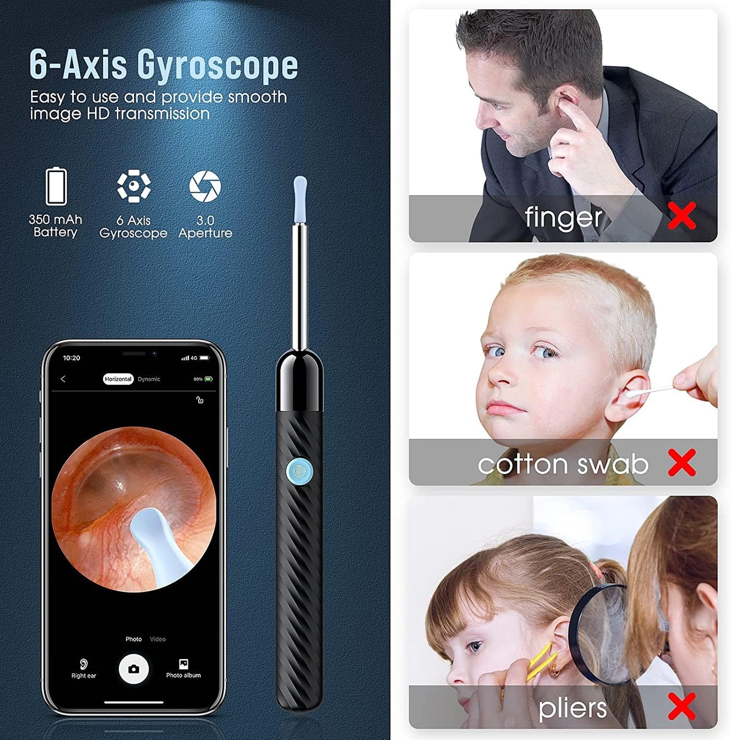 Ear Wax Removal - Earwax Remover Tool with 8 Pcs Ear Set - (Grey) LEIPUTBuy Supplements Australia