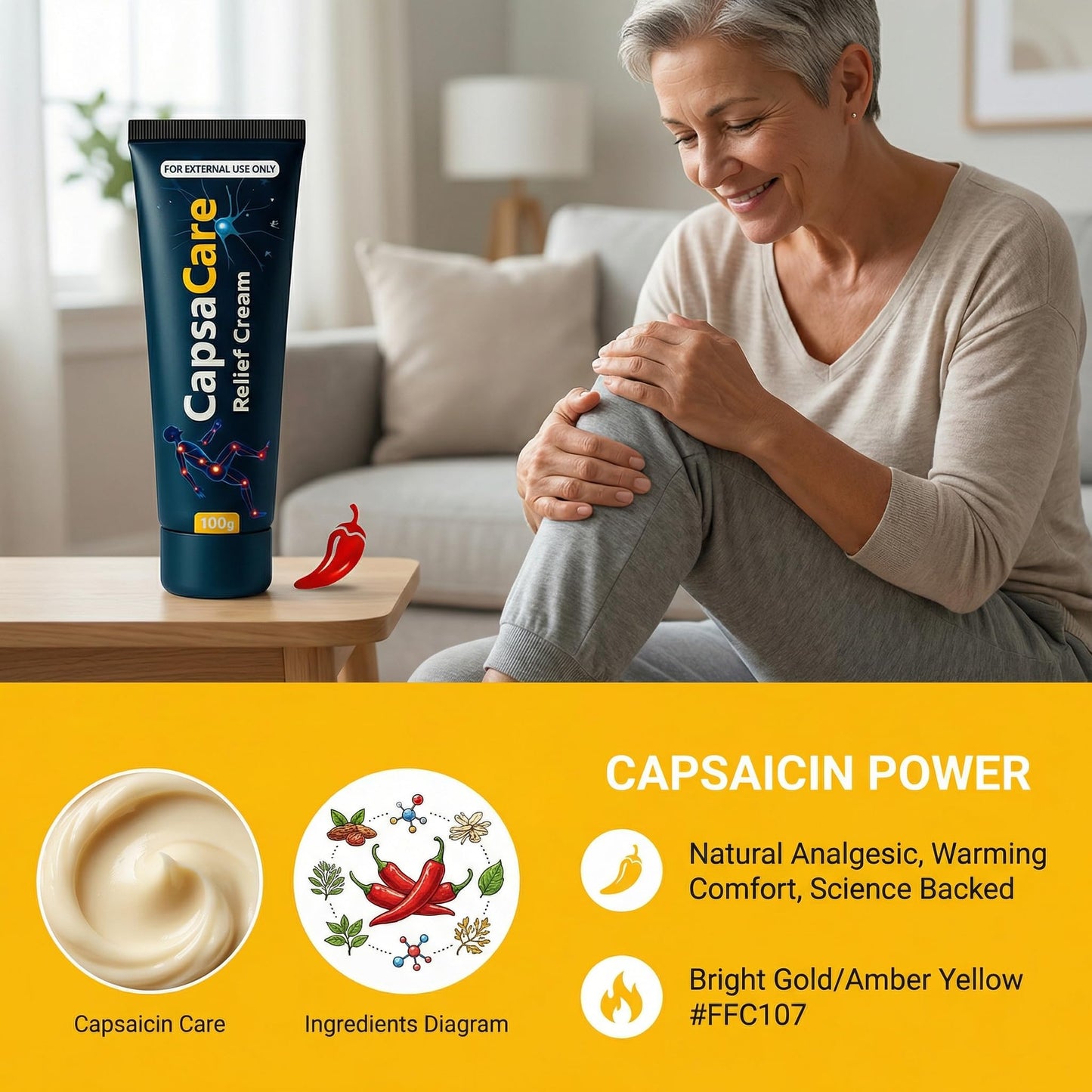 CapsaCare Neuropathy Relief Cream - with Capsaicin & Arnica, Menthol for Muscle & Joint Comfort, Fast Absorbing Formula for Feet, Hands, Legs, and Waist (2Pcs) MCArthurBuy Supplements Australia