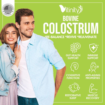 VITINITY Grass Fed Bovine Colostrum Powder for Humans 3000 mg - Natural IgG Colostrum Supplement Gut Health, Immune Support, Muscle Recovery, Wellness | Pure Colostrum Superfood,Unflavored 2 Pack VITINITYBuy Supplements Australia