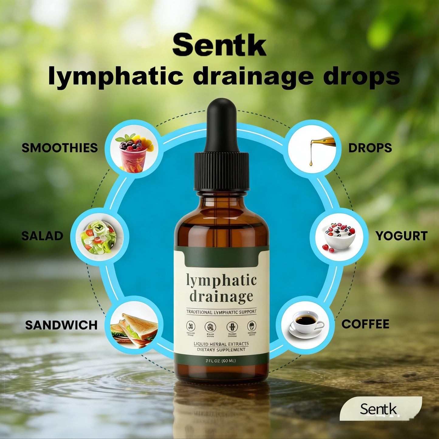 Sentk Organic Lymphatic Drainage Drops, Liposomal Herbal Blend – Supports Lymph System, Reduces Swelling, Boosts Immunity & Vitality, Enhance Clarity, Portable Dropper Design, 2 fl oz (2 Pack) SentkBuy Supplements Australia