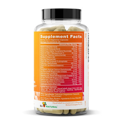 Next Gen Multivitamin for Women – 22 Optimized Vitamins for Immunity, Beauty, Brain, Energy, Bones and Heart – Vitamin C, D, E, K, Iron, B6 and DHA Eu Natural