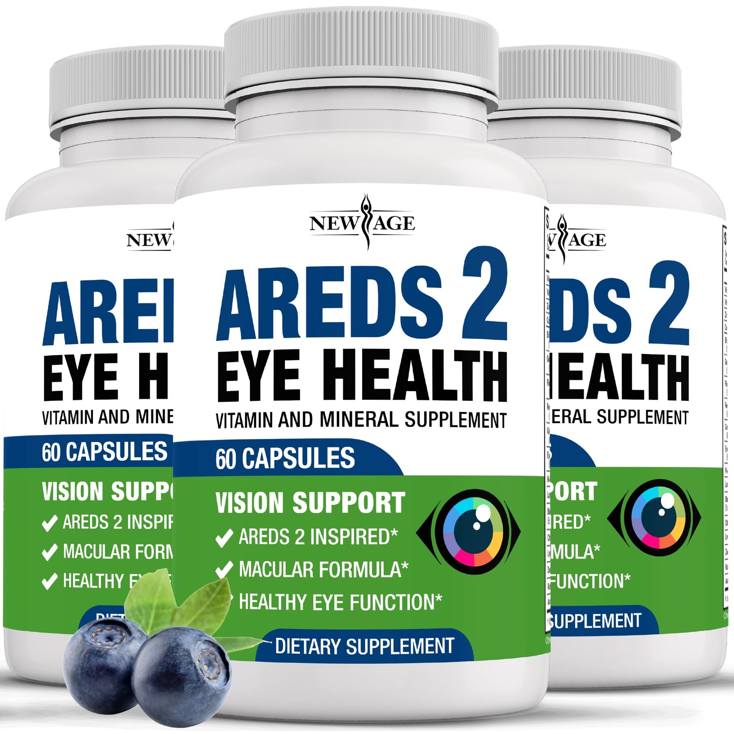 NEW AGE AREDS 2 Eye Vitamins - Lutein, Zeaxanthin, Bilberry, Astaxanthin Mineral Vision Supplement - 180 Count NEW AGEBuy Supplements Australia