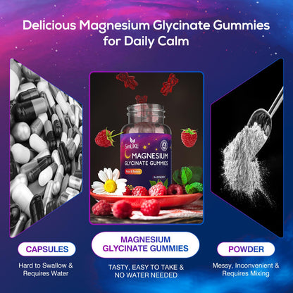 Magnesium Glycinate Gummies 400mg, High Absorption Magnesium Gummies with L-Theanine, Ashwagandha & GABA for Relaxation, Stress Relief & Slee