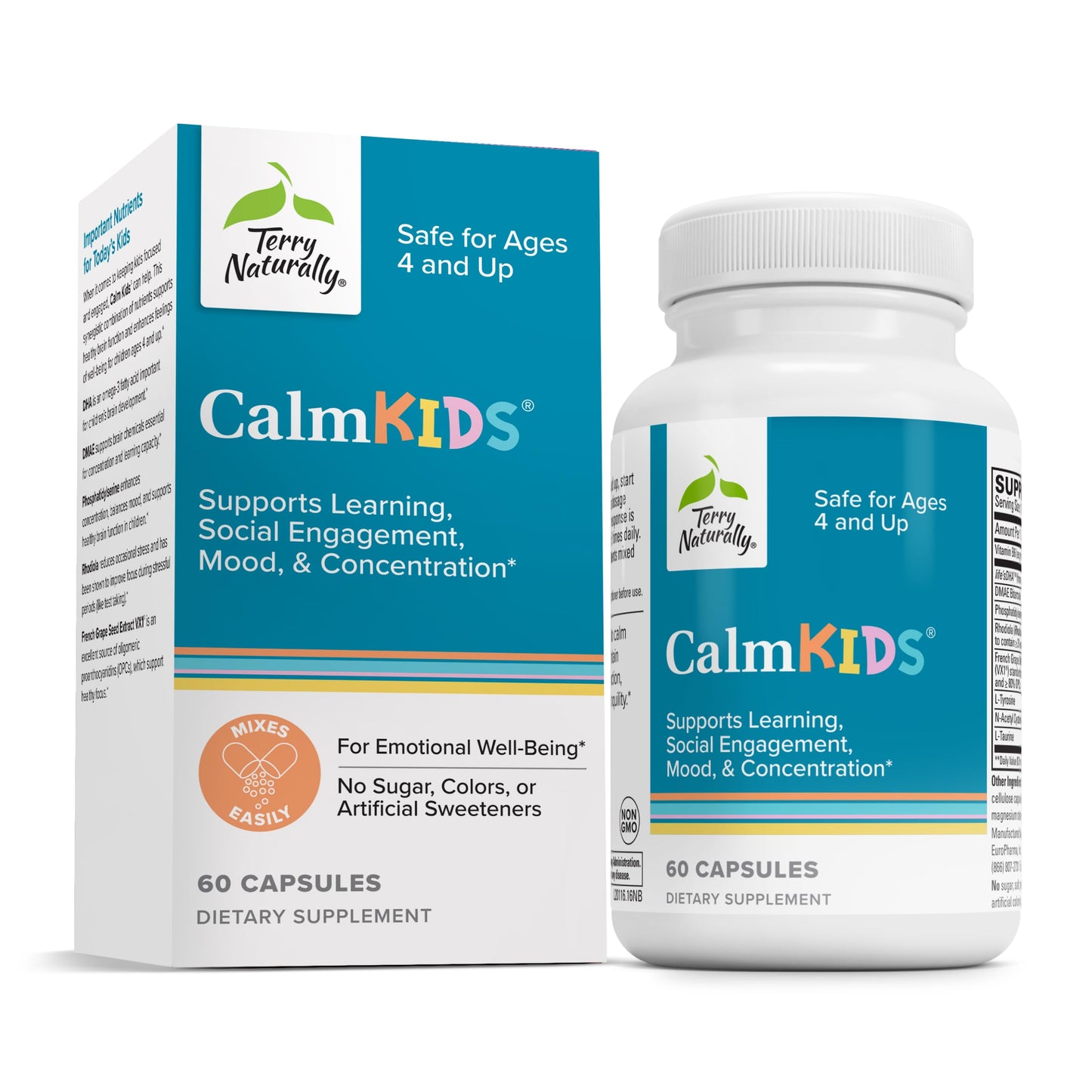 Terry Naturally Calm Kids - Calm Child Supplement - Brain Health for Focus, Memory & Concentration - Attention Supplement for Kids - Support Learning & Concentration - 60 Capsules Terry NaturallyBuy Supplements Australia