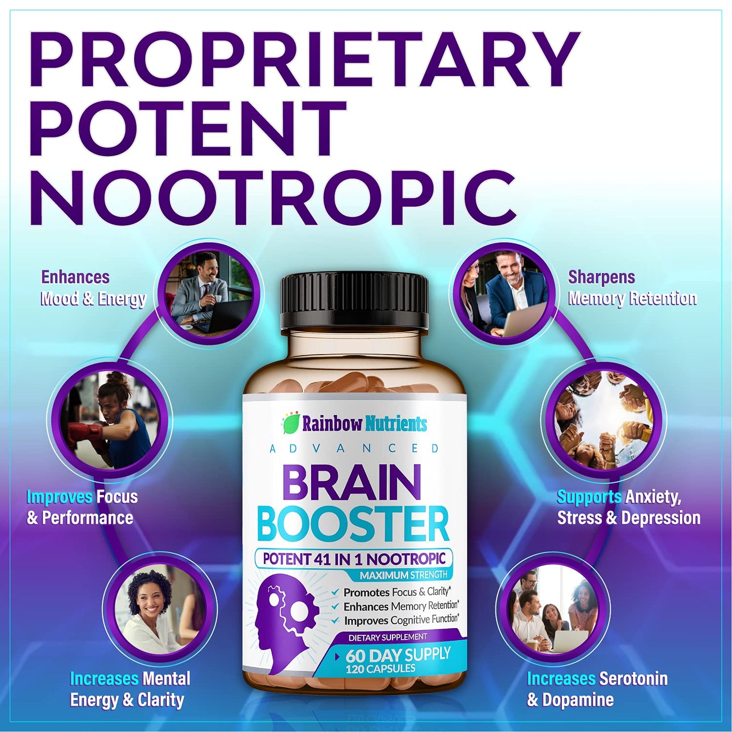 40-in-1 Brain Booster Supplements for Memory, Focus, Clarity, Energy, Performance Rainbow Nutrients, LLCBuy Supplements Australia