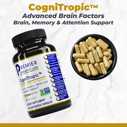 Premier Research Labs Cognitropic -  Supplements for Memory and Focus, Focus Supplement, Brain and Memory Power Boost, Clarity Vitamins