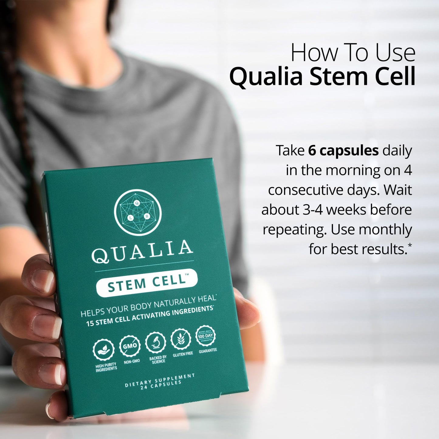 Qualia Stem Cell — Stem Cell Supplement Support with Royal Jelly, Astragalus & Sea Buckthorn | 16 Ingredients | 4 Days a Month | Helps Body Naturally heal* QUALIA LIFE SCIENCESBuy Supplements Australia