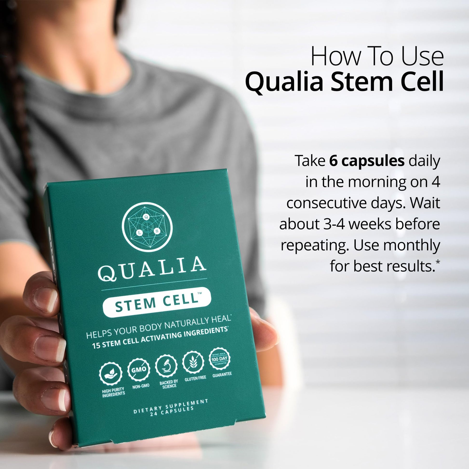Qualia Stem Cell — Stem Cell Supplement Support with Royal Jelly, Astragalus & Sea Buckthorn | 16 Ingredients | 4 Days a Month | Helps Body Naturally heal* QUALIA LIFE SCIENCESBuy Supplements Australia