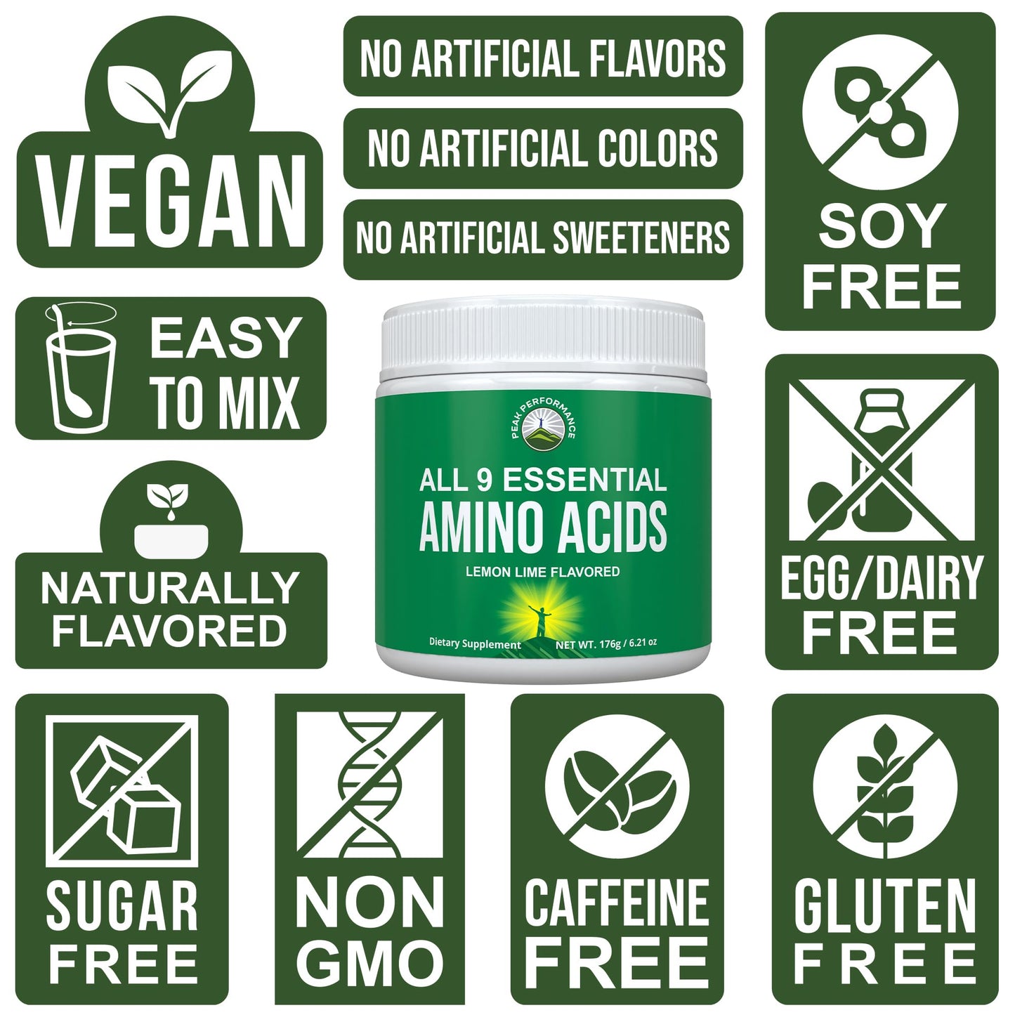All 9 Essential Amino Acids Powder. Pre + During + Post Workout with EAAs + BCAAs for Energy, Muscle Growth, and Recovery. Non-GMO BCAA and EAA Powders for Men + Women. 3rd Party Tested. Lemon Lime Peak PerformanceBuy Supplements Australia