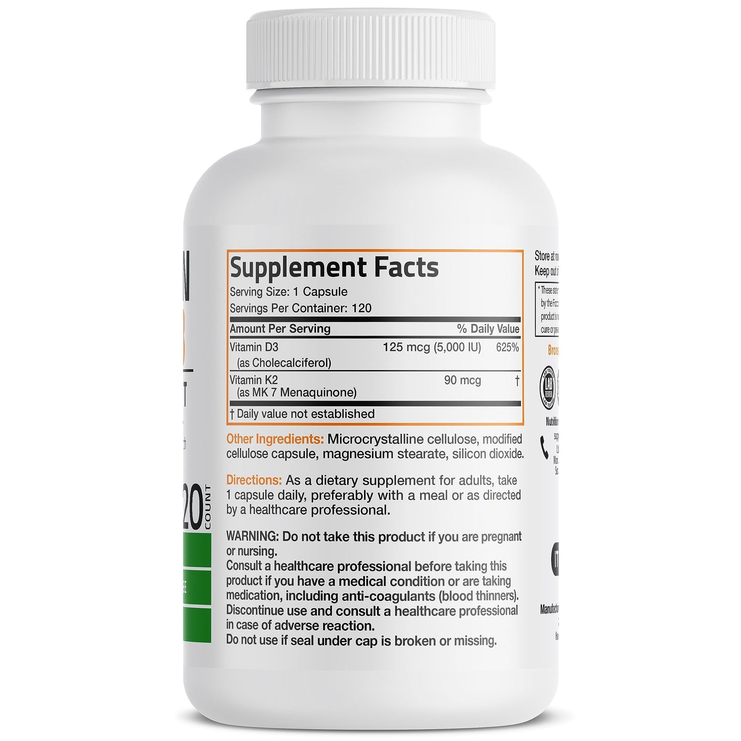Bronson Vitamin K2 (MK7) with D3 Supplement Non-GMO Formula 5000 IU Vitamin BronsonBuy Supplements Australia