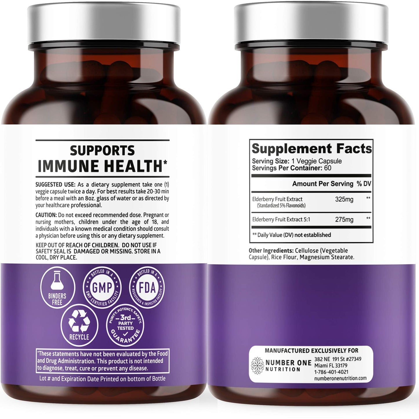 N1N Premium Black Elderberry Capsules for Adults [Max Strength] Pure and Potent Elderberry from Sambucus Nigra to Support Immunity & Skin Health, Non-GMO, Gluten Free, 60 Veg Caps Number One NutritionBuy Supplements Australia
