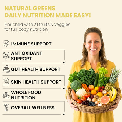 Fruits and Veggies Whole Produce Dietary Supplement with Superfood Fruits and Vegetables for Men, Women and Kids, 90 Fruit Capsules, 90 Veggie Capsules - 1 Set NATURAL GREENSBuy Supplements Australia