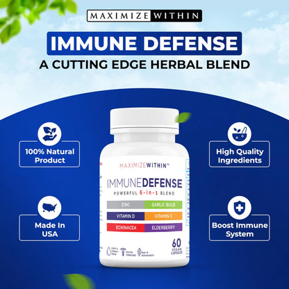 Maximum Slim Powerful 6-in-1 Immune Support Supplement with Zinc, Vitamin C, Elderberry, Vitamin D, Echinacea, & Garlic, 60 Count Maximum SlimBuy Supplements Australia