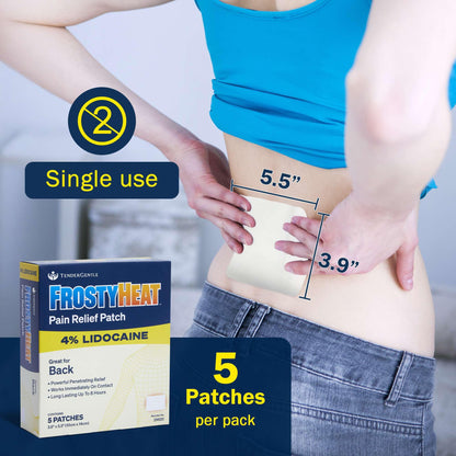 TenderGentle Four Percent Lidocaine Patches - 30 Back Pain Relief Patches with 4% Lidocaine for Aches, Muscle and Joint Discomfort - 3.9" x 5.5" Back, Shoulder, and Neck Pain Patch TenderGentleBuy Supplements Australia