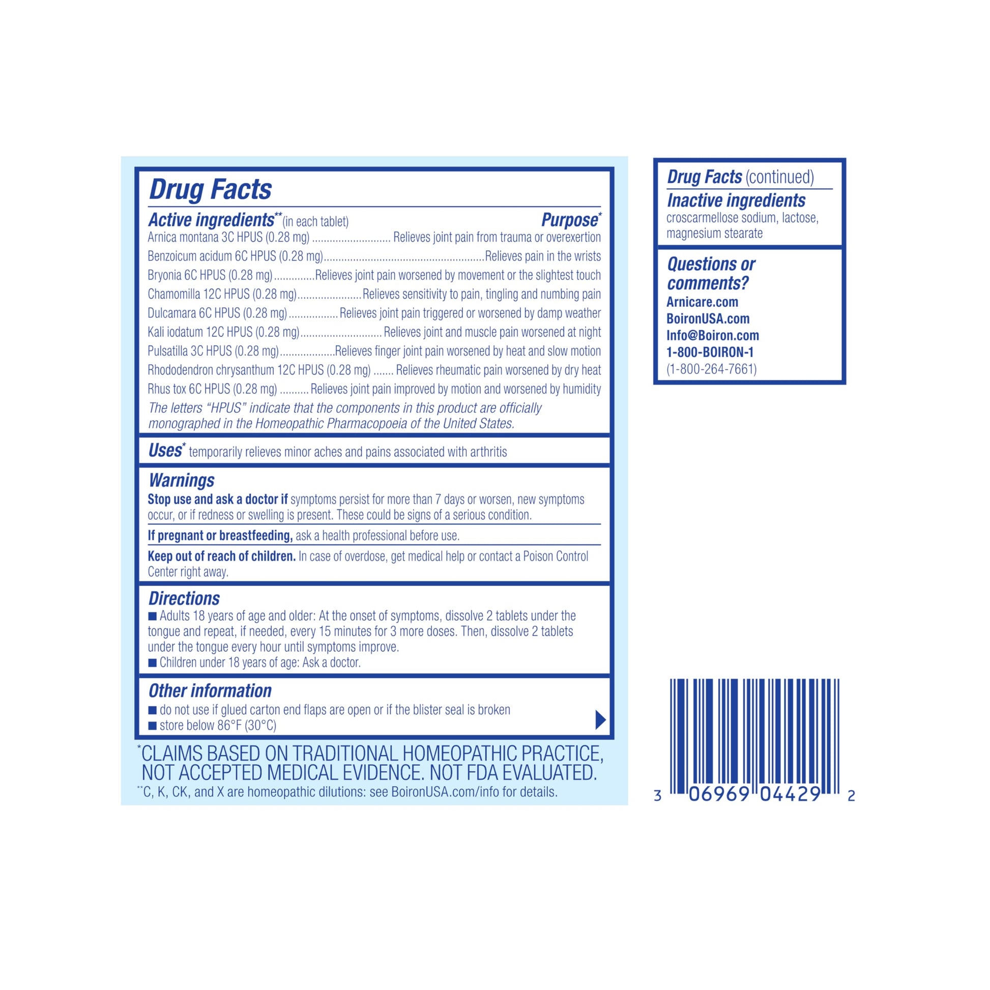 Boiron Arnicare Arthritis Tablets for Arthritis Pain Relief, Joint Soreness, and Rheumatic Pain - 120 Count BoironBuy Supplements Australia