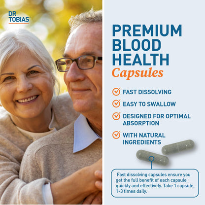 Dr. Tobias Blood Pressure Support Supplement with Hawthorn, Hibiscus Flower, Olive Leaf & Garlic, Supports Normal Circulatory Health with Vitamins C, B6, B12, Niacin, Folate & Herbs, 90 Capsules Dr. TobiasBuy Supplements Australia