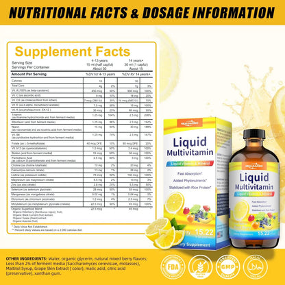 HEALOADING Nutritious Liquid Multivitamin for Women：Liquid Multi Vitamin with Amino Acids Zinc Selenium Mixed Fruit Flavor HEALOADINGBuy Supplements Australia