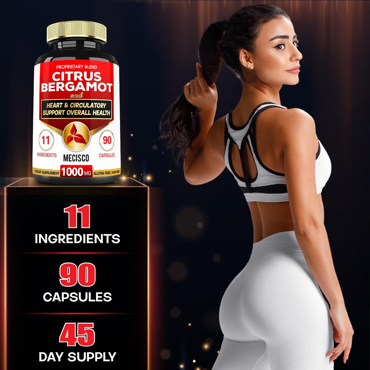 Mecisco 11 in 1 Citrus Bergamot Supplement 1000mg with Black Chokeberry, Berberine HCl & More - 90 Capsules - Supports Heart Health, Immune System, Energy Production MeciscoBuy Supplements Australia