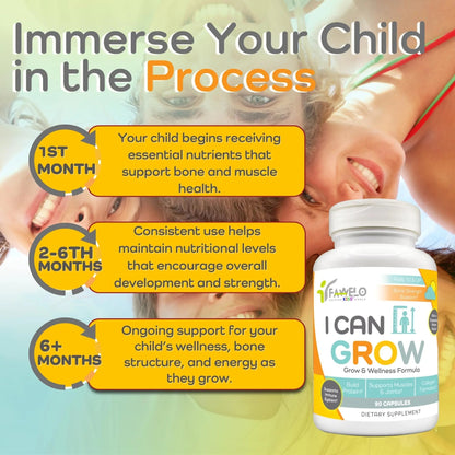 Fawelo I Can Grow Day-Time for Kids 10+ & Teens | Growth & Development Support with L-Arginine, Colostrum, Calcium, D3, Magnesium, Zinc | FaweloBuy Supplements Australia