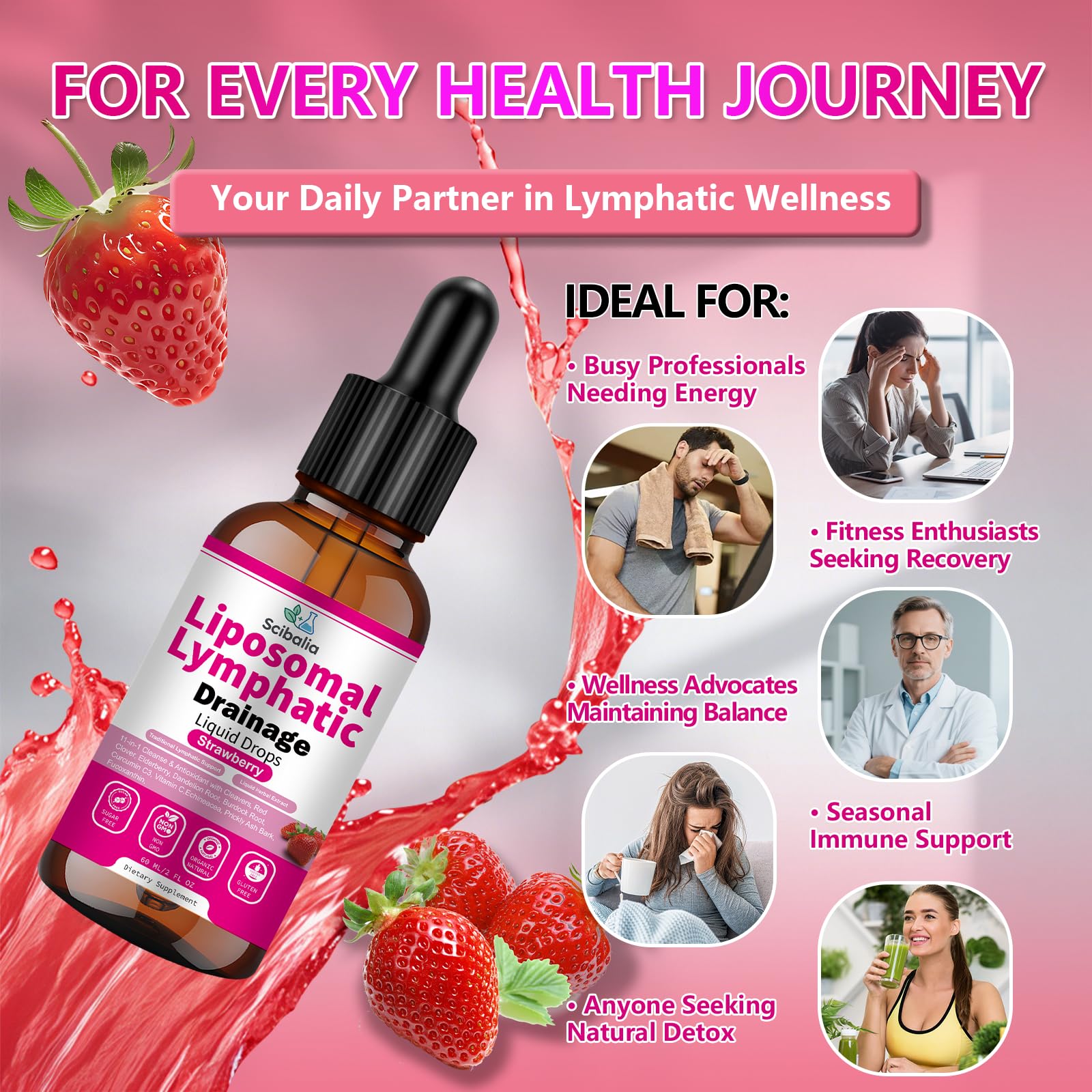 Scibalia Liposomal Lymphatic Drainage Drops, 11-in-1 Organic Lymphatic Support with Red Clover Echinacea Elderberry Burdock Root for Lymph Cleanse Immune Support & Daily Detox Vegan Non-GMO ScibaliaBuy Supplements Australia