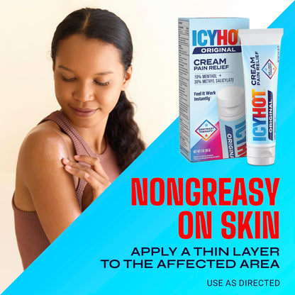 Icy Hot Original Pain Relief Cream, Fast-Acting Pain Relief with Menthol 10% and Methyl Salicylate 30%, Ice and Heat Contrast Therapy for Backaches, Joints, Muscle Strains and Arthritis, 3 oz Icy HotBuy Supplements Australia