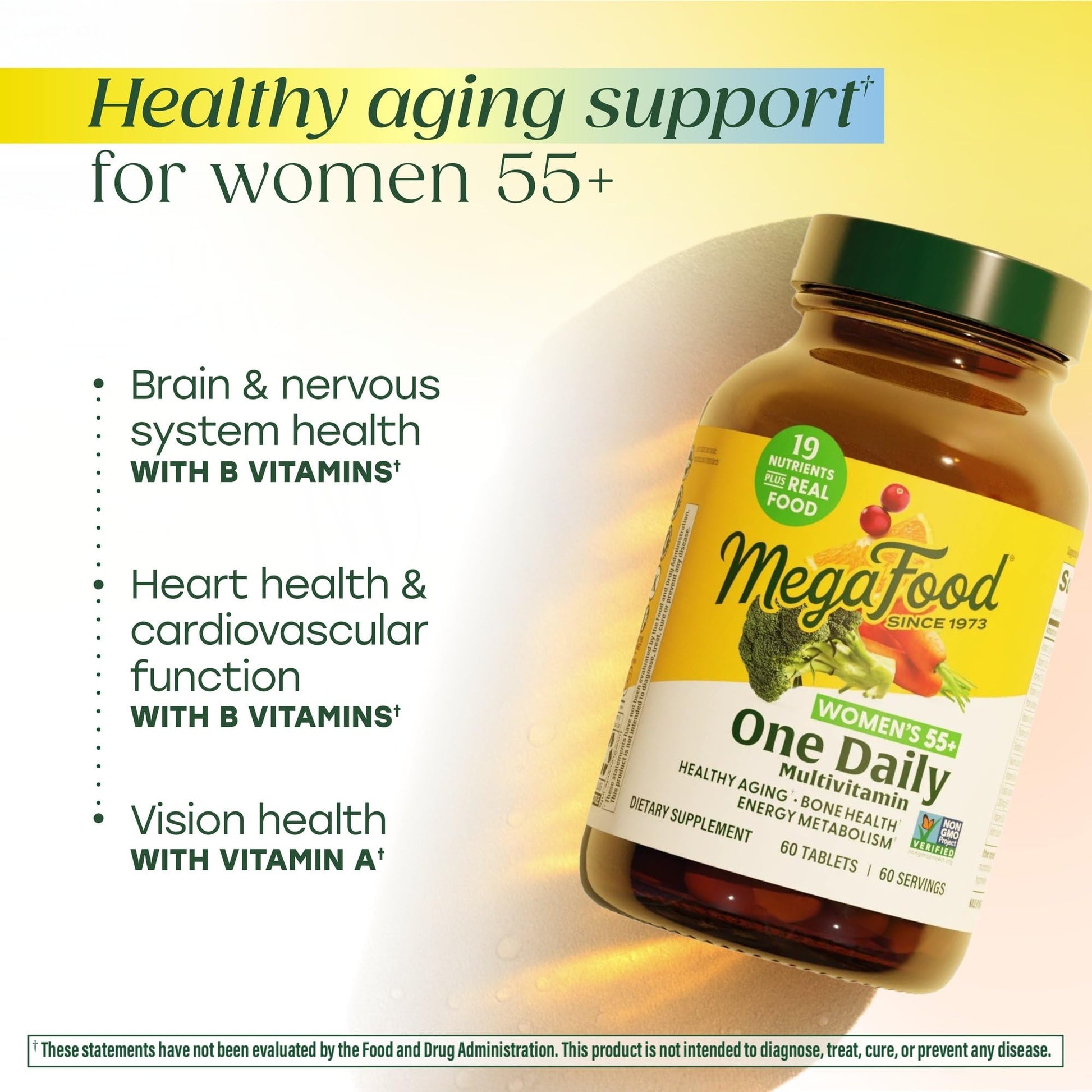 MegaFood Multivitamin for Women 55+ One Daily Womens Multivitamin with Vitamin D3, C, Zinc & Bioavailable Vitamin B12 & Folate MegaFoodBuy Supplements Australia