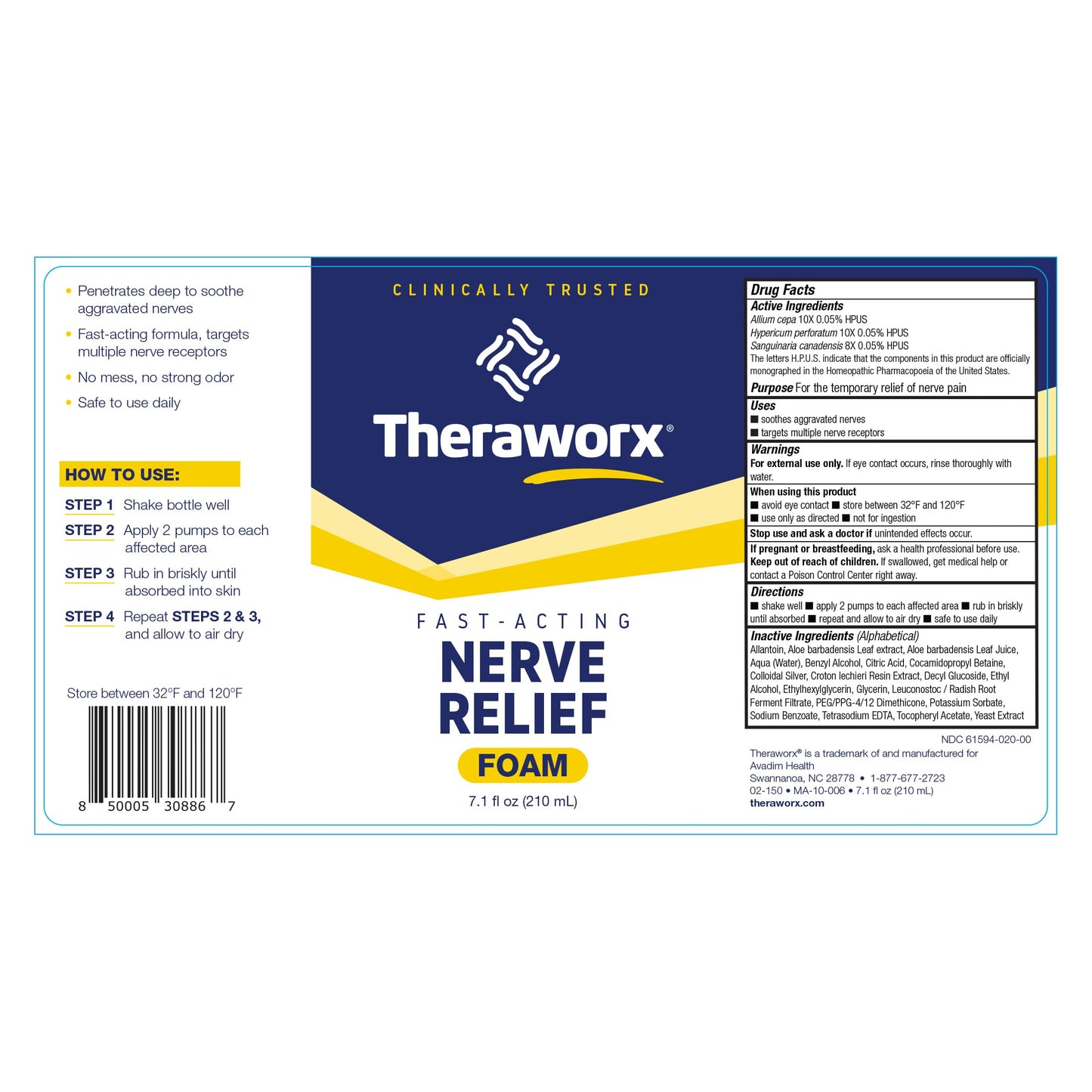 Theraworx Fast-Acting Nerve Relief Foam Aggravated Nerve Discomfort Relief - 7.1 oz - 1 Count TheraworxBuy Supplements Australia