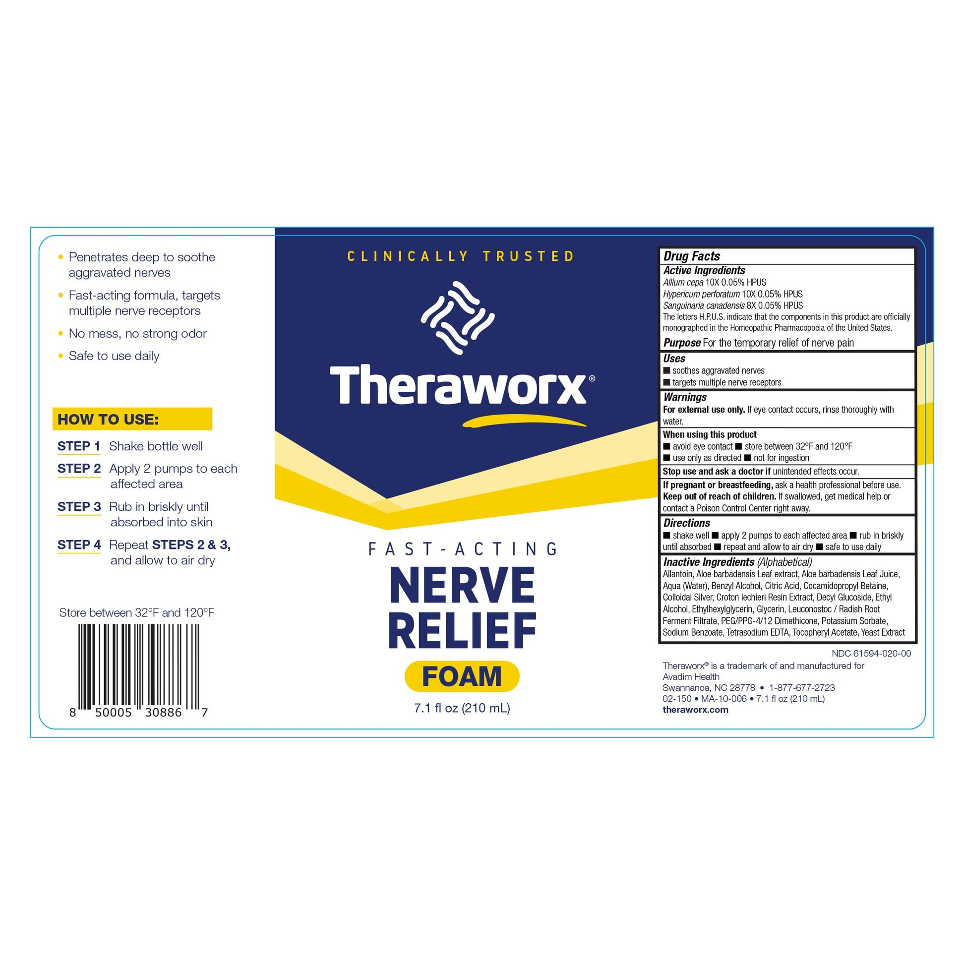 Theraworx Fast-Acting Nerve Relief Foam Aggravated Nerve Discomfort Relief - 7.1 oz - 1 Count TheraworxBuy Supplements Australia