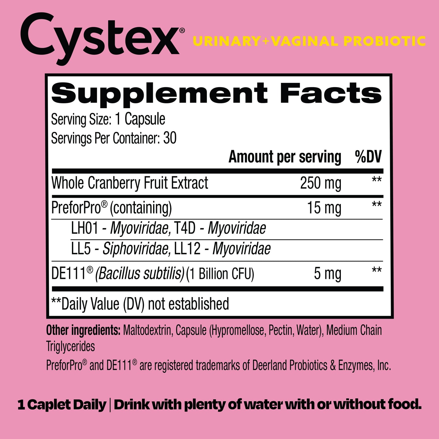 Cystex 3-in-1 Urinary Tract Probiotic for Women - Fast-Acting UTI & Yeast Infection Support with Prebiotics, Probiotics, & Cranberry - Supports Vaginal pH & Flora Balance - 30 Capsules CystexBuy Supplements Australia