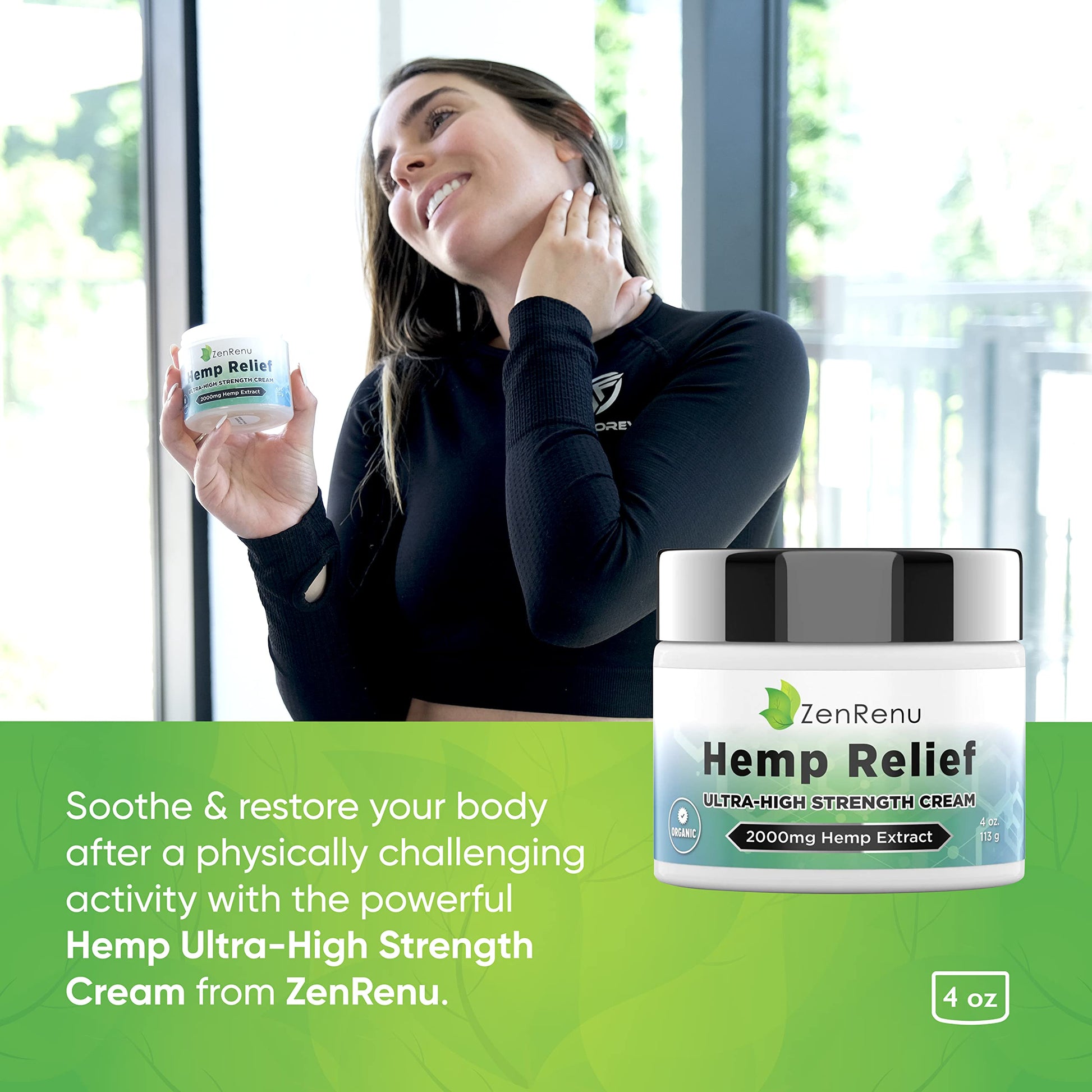 Hemp Cream Maximum Strength - Menthol Rub with Hemp Oil, Arnica, Lavender, Aloe Vera, Kava Kava, & Camphor - Natural Hemp Muscle Rub Cream for Skin, Muscles & Joints - ZenRenu, 4 oz ZenrenuBuy Supplements Australia