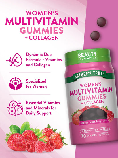 Nature's Truth Womens Multivitamin Gummies Plus Collagen & Biotin | 70 Count | Non-GMO & Gluten Free Supplement Nature's TruthBuy Supplements Australia