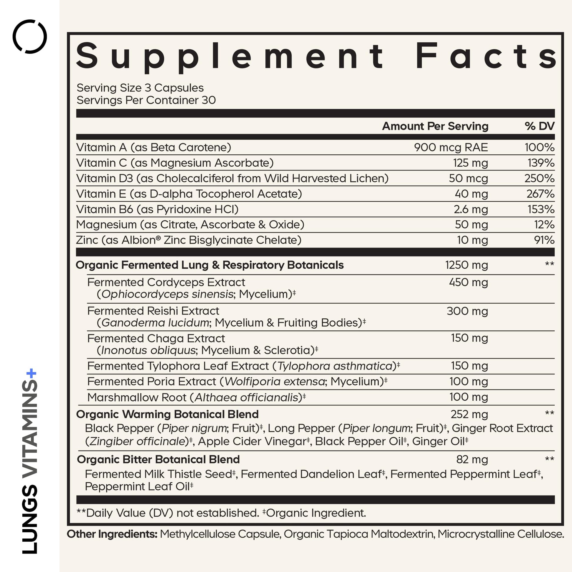 Codeage Lungs Vitamins, A, C, D, E, B6, Milk Thistle Lung Supplement, Zinc & Magnesium, Cordyceps, Reishi, Chaga, Poria, Tylophora, Ginger, Peppermint Leaf Organic Herb Cleanse - Non-GMO - 90 Capsules CodeageBuy Supplements Australia