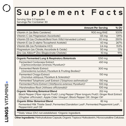 Codeage Lungs Vitamins, A, C, D, E, B6, Milk Thistle Lung Supplement, Zinc & Magnesium, Cordyceps, Reishi, Chaga, Poria, Tylophora, Ginger, Peppermint Leaf Organic Herb Cleanse - Non-GMO - 90 Capsules CodeageBuy Supplements Australia