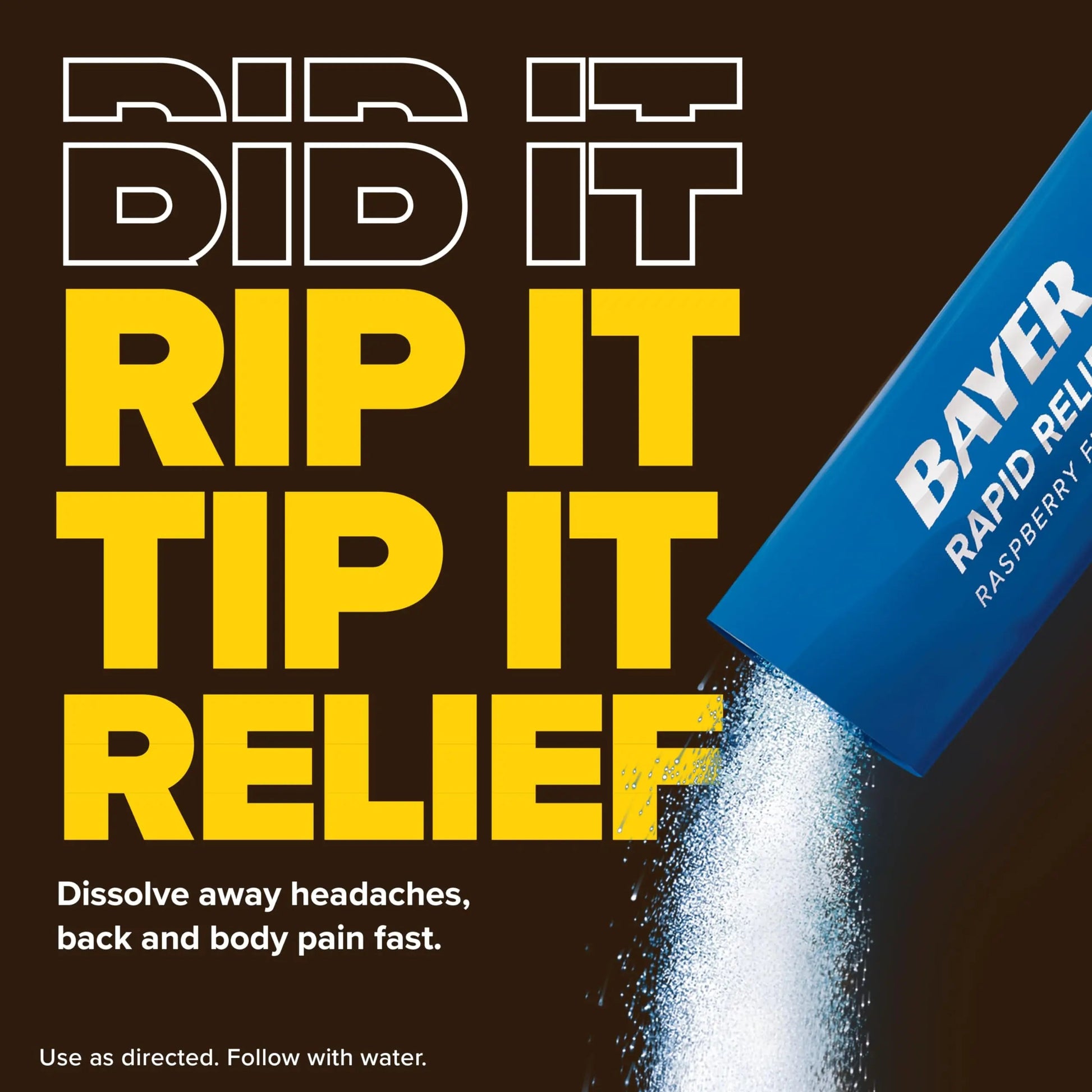 Bayer® Rapid Relief, Dissolvable Raspberry Flavor, Powder Packs with Aspirin & Caffeine, Fast Acting Headache Relief, Muscle and Body Pain Reliever, 20ct BayerBuy Supplements Australia