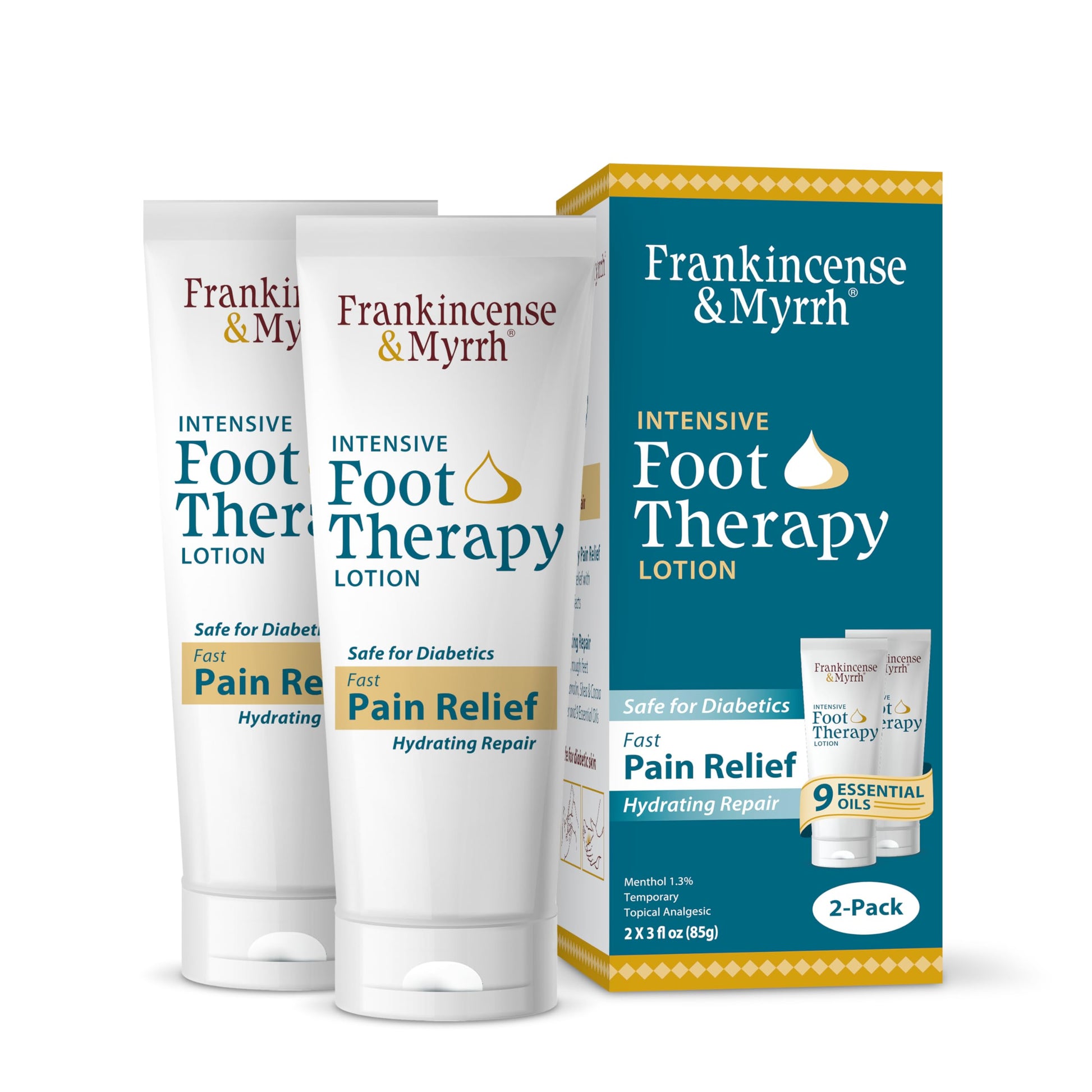 FRANKINCENSE & MYRRH Foot Pain Relief Cream - Intensive Foot Therapy Lotion - Diabetic Nerve Pain Relief Cream | Restless Leg Syndrome | Frankincense Essential Oil, 3 Ounce (2-Pack) FRANKINCENSE & MYRRHBuy Supplements Australia