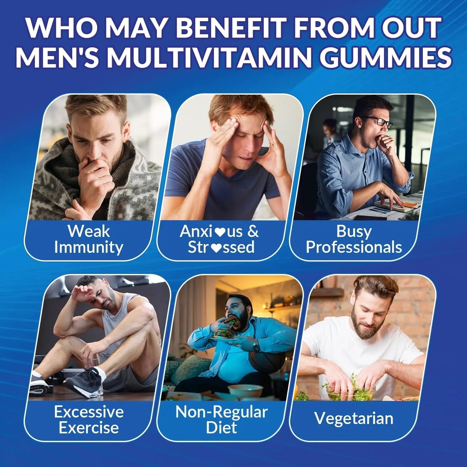 WEEVIT Mens Multivitamins Gummies, Omega 3, CoQ10, Turmeric, Lycopene, Digestive Enzymes, Daily Mens Vitamins A C D E B6 B12 WEEVIT