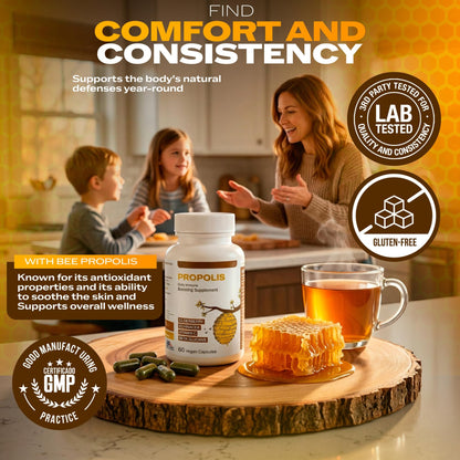 Only Nutri Labs Bee Propolis Dietary Supplement, with Elderberry, Echinacea, Vitamin C and Beta Glucans - Daily Wellness Capsules for Adults (60 Count) Only Nutri LabsBuy Supplements Australia