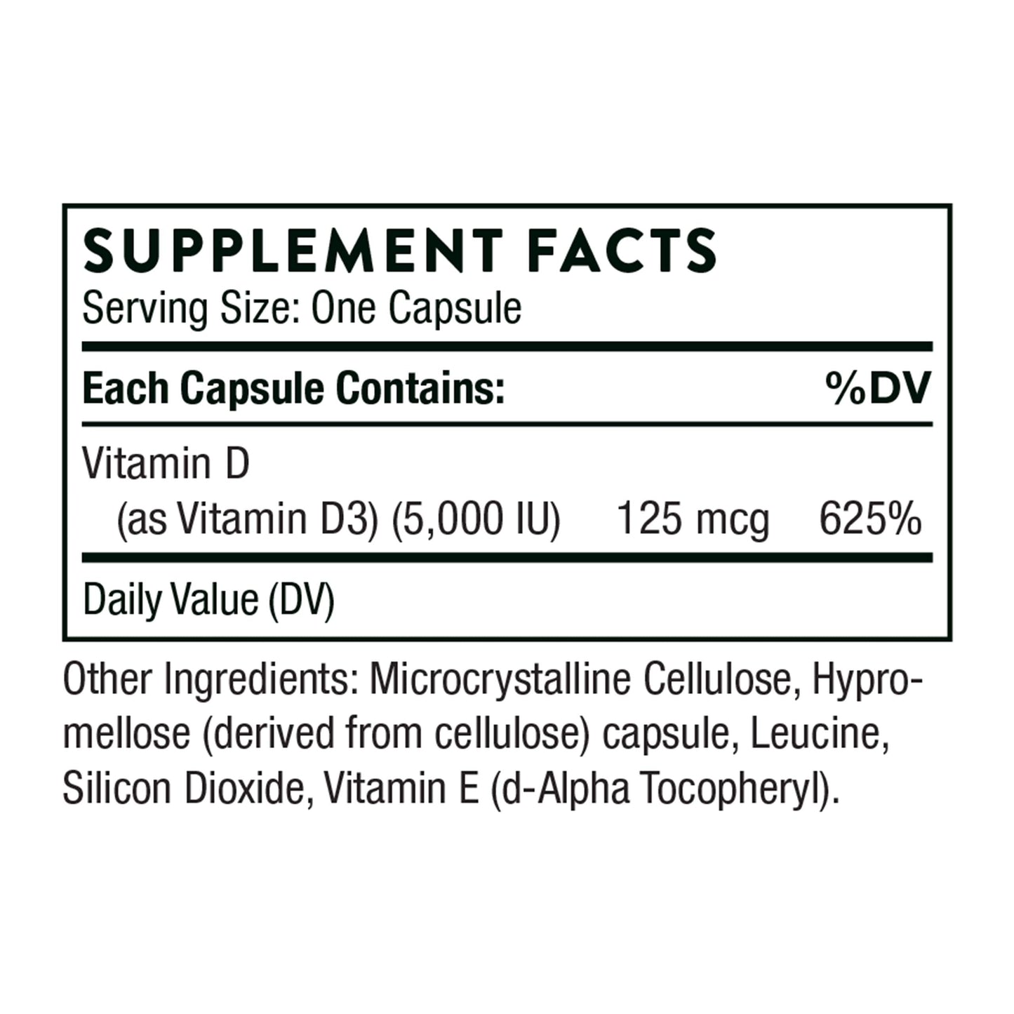 THORNE Vitamin D-5000 - Vitamin D3 Supplement - Support Healthy Bones, Teeth THORNEBuy Supplements Australia