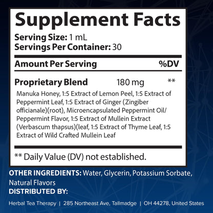 Herbal Tea Therapy Lung Renew Mullein Drops for Lungs (1 fl. oz.): Peppermint, Thyme, & Mullein Leaf Extract for Lungs Detox & Daily Respiratory Comfort - GMO-Free & Made in USA Herbal Tea TherapyBuy Supplements Australia