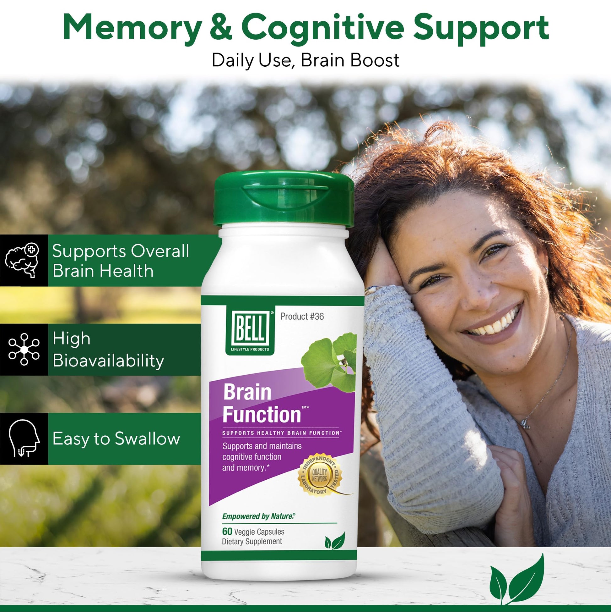 Bell Brain Function Lifestyle, Supports Cognitive Health with Ginkgo, Vitamin B12, Folate - 60 Vegetarian Capsules BellBuy Supplements Australia