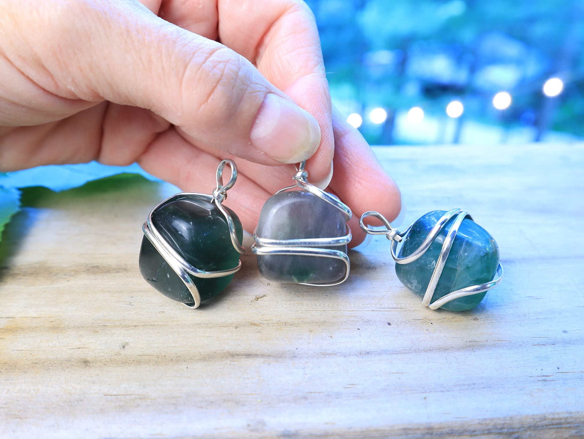 Shelf and Stone Rainbow Fluorite Wire Wrapped Pendant - Dark Hued Fluorite Crystal Necklace Shelf and StoneBuy Supplements Australia