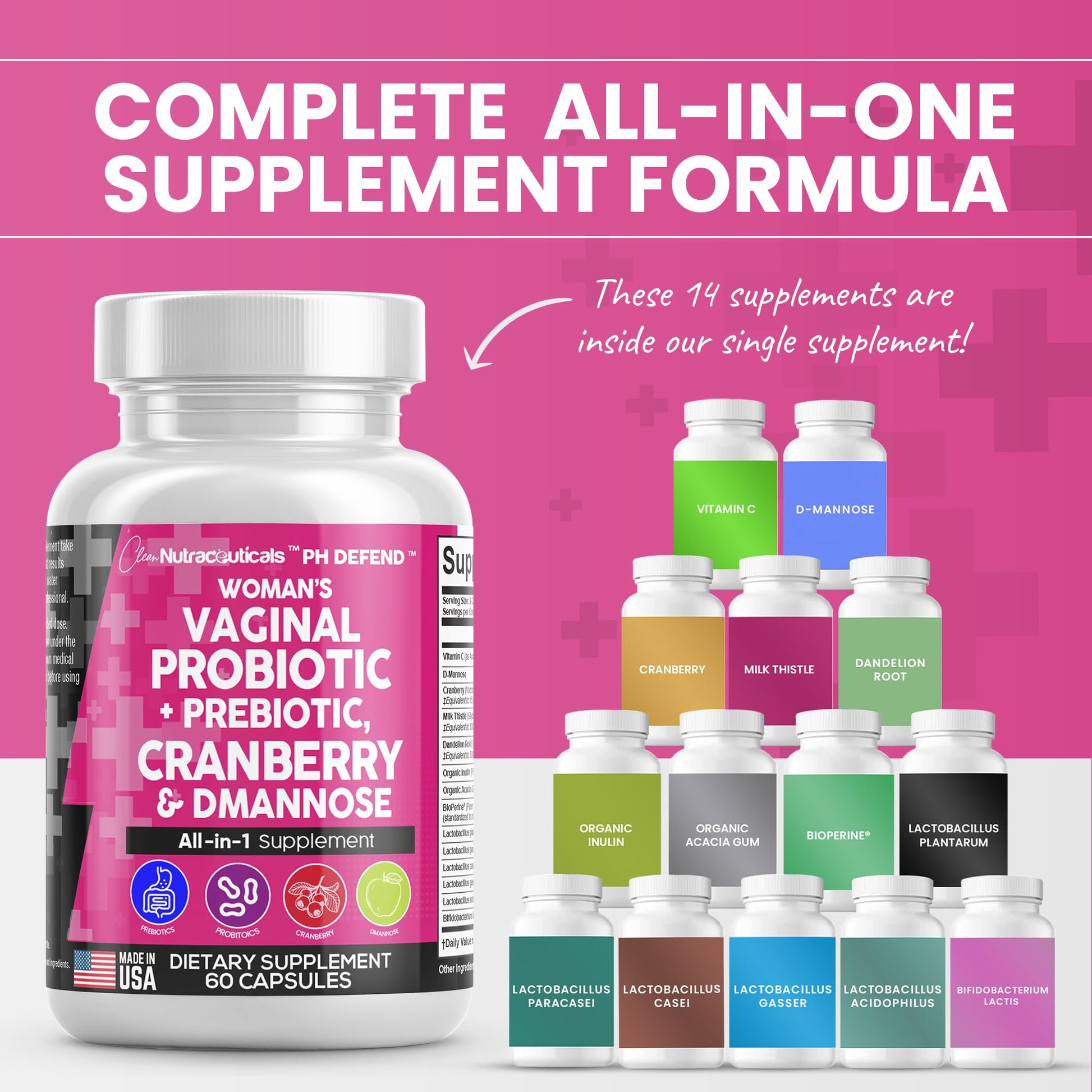 Vaginal Probiotics For Women + Prebiotics 20 Billion Cranberry Pills 30,000mg w/ D-Manno Clean NutraceuticalsBuy Supplements Australia