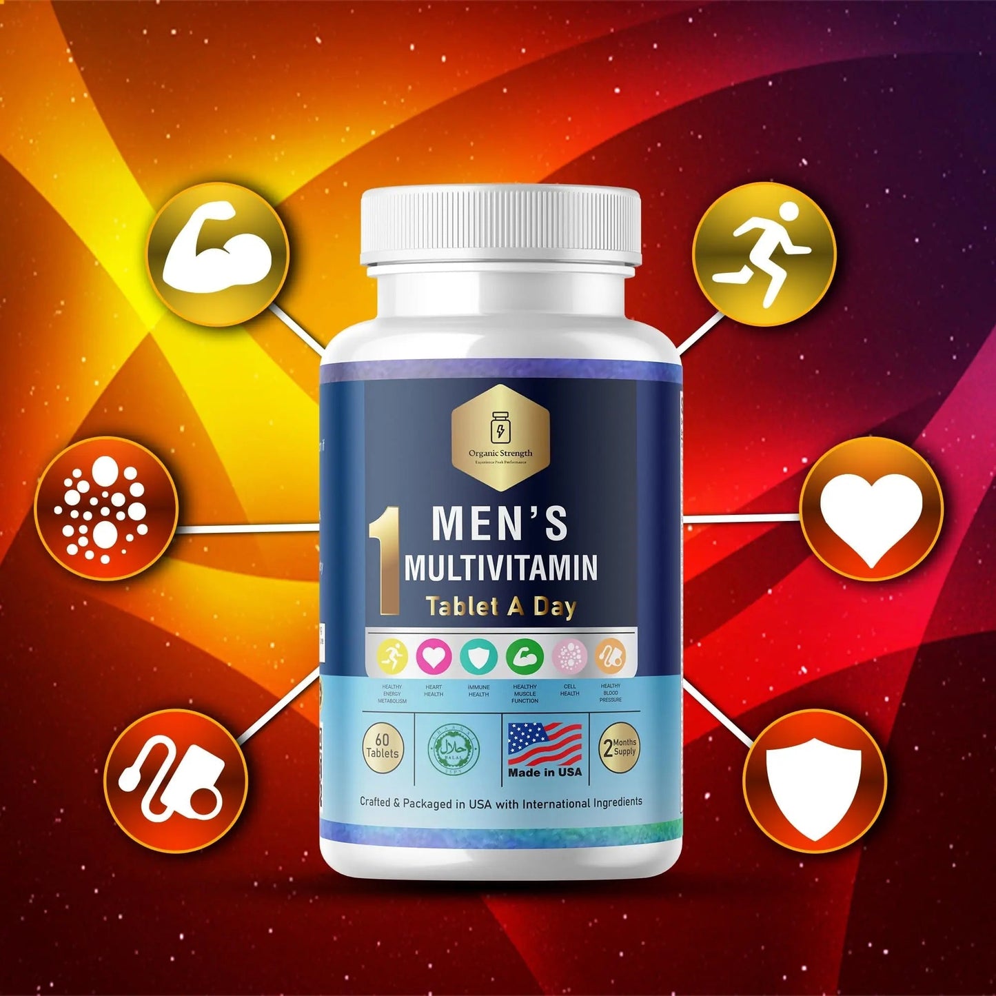 Organic Strength Daily Men's Multivitamins - Multivitamin for Men & Multimineral Supplement for Enhanced Energy Organic StrengthBuy Supplements Australia