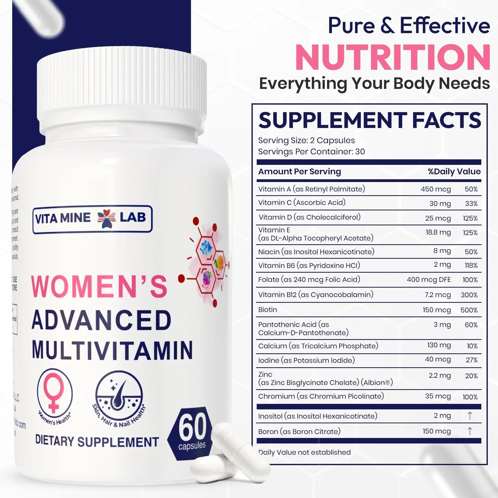 VITA MINE LAB Women's Advanced Multivitamin, Supports Energy, Immune Health & Overall Well-Being, Gluten-Free, Halal VITA MINE LABBuy Supplements Australia